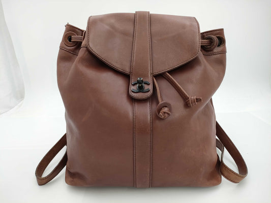 CHANEL Leather Flap Turnlock Backpack