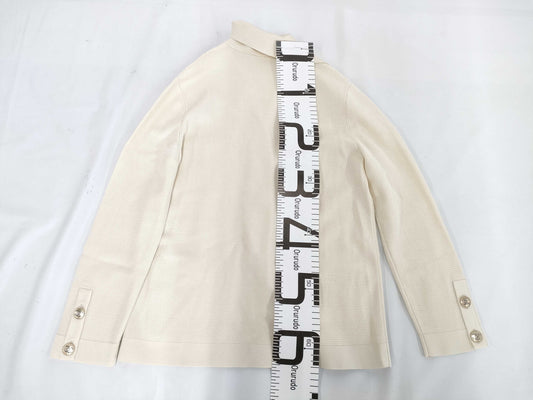 CHANEL 20A Coco Mark Button Knit Jacket Cardigan P64744 White Size 38 Cardigan