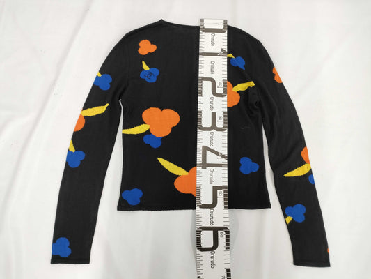 CHANEL 00T Clover Knit Top, Black, Orange, Blue, Size 38, Tops