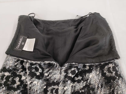 CHANEL 05A Coco Button Camellia Print Tweed Set Long Coat and Skirt P26844 P26845 Gray Other Apparel