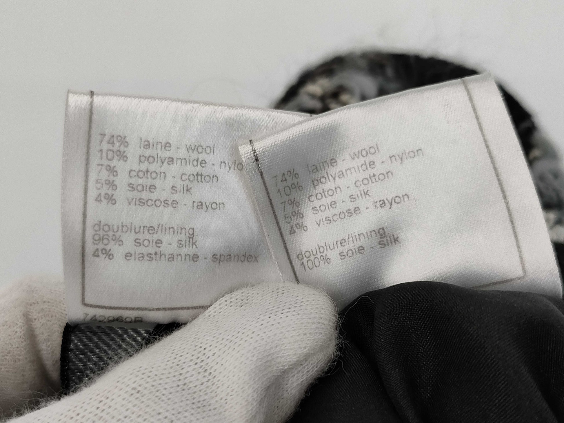 CHANEL 05A Coco Button Camellia Print Tweed Set Long Coat and Skirt P26844 P26845 Gray Other Apparel