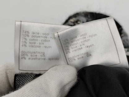CHANEL 05A Coco Button Camellia Print Tweed Set Long Coat and Skirt P26844 P26845 Gray Other Apparel