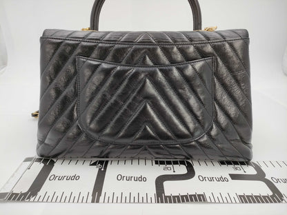CHANEL 24 Series Chevron Coco Handle 29 2-Way Black Handbag