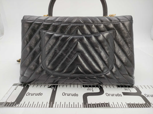 CHANEL 24 Series Chevron Coco Handle 29 2-Way Black Handbag