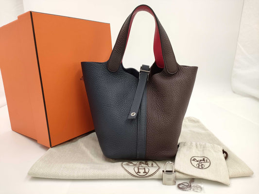HERMES Z Stamp Picotin Lock PM Taurillon Clemence Rouge Cellier Framboise Handbag