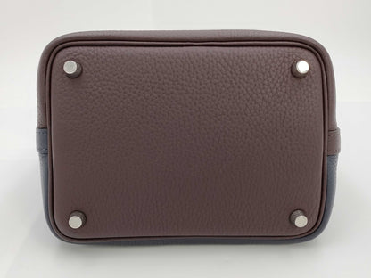 HERMES Z Stamp Picotin Lock PM Taurillon Clemence Rouge Cellier Framboise Handbag