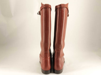 HERMES Kelly Leather Long Boots Red Size 36 Other Shoes