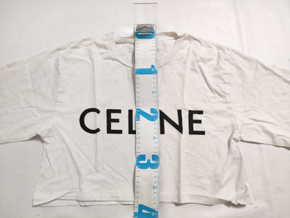CELINE Logo Cropped T-Shirt White XS T-Shirt