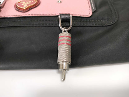 PRADA Nylon Prada Nylon Tessuto Robot 2-Way Handbag Black x Pink Handbag