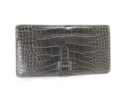 HERMES [Stamped] □E Bearn Hermès □E Stamped Bearn Classic Alligator Wallet