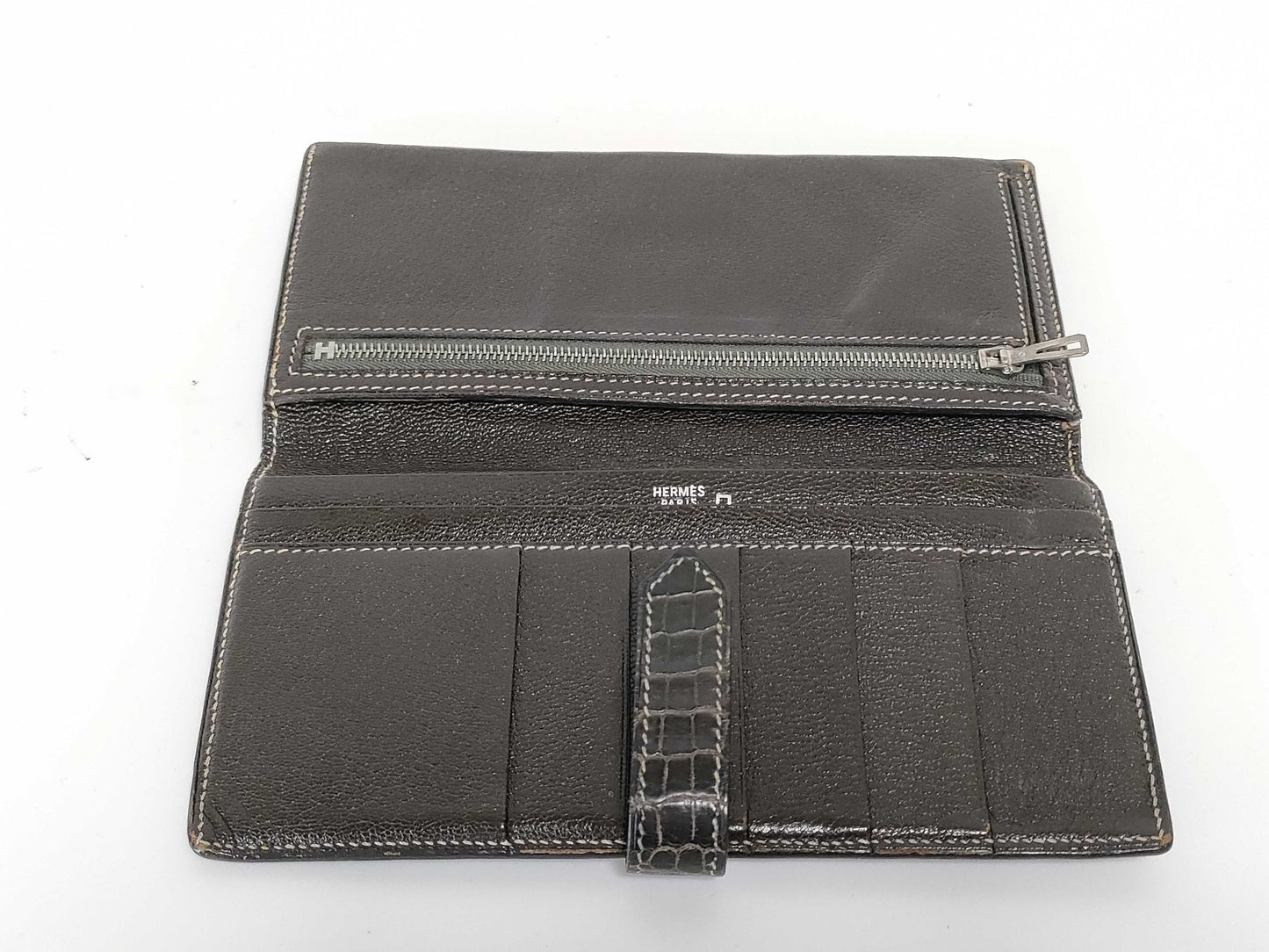 HERMES [Stamped] □E Bearn Hermès □E Stamped Bearn Classic Alligator Wallet