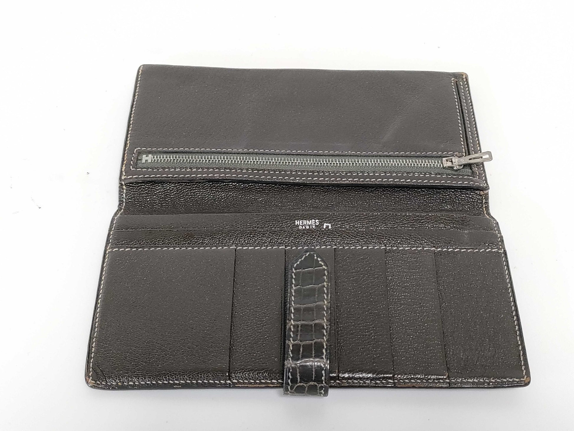 HERMES [Stamped] □E Bearn Hermès □E Stamped Bearn Classic Alligator Wallet
