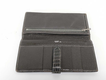 HERMES [Stamped] □E Bearn Hermès □E Stamped Bearn Classic Alligator Wallet