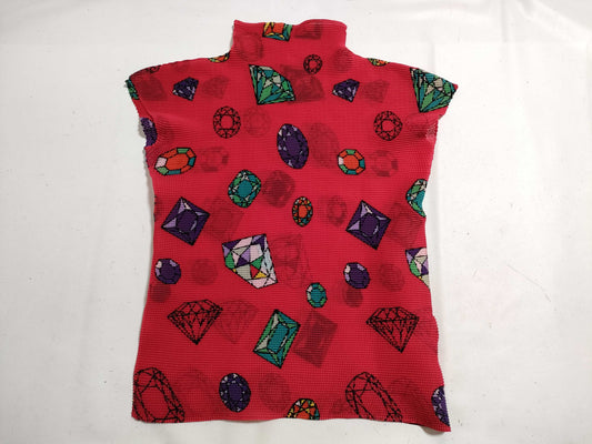ISSEY MIYAKE Short Sleeve Top with Jewelry Pattern