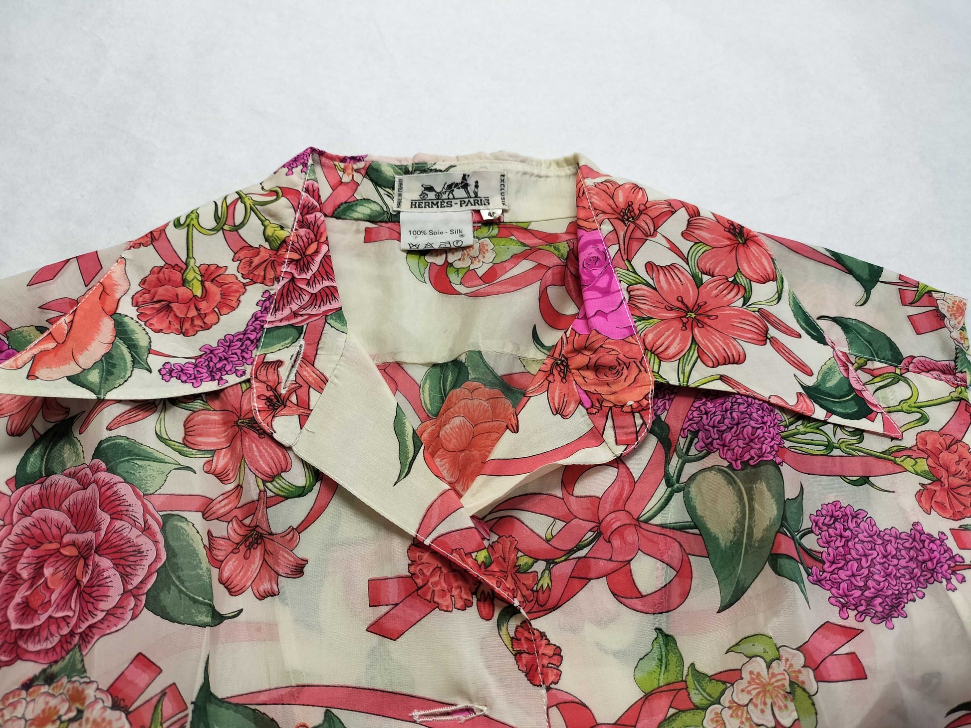 HERMES Silk Vest Sleeveless Blouse Top