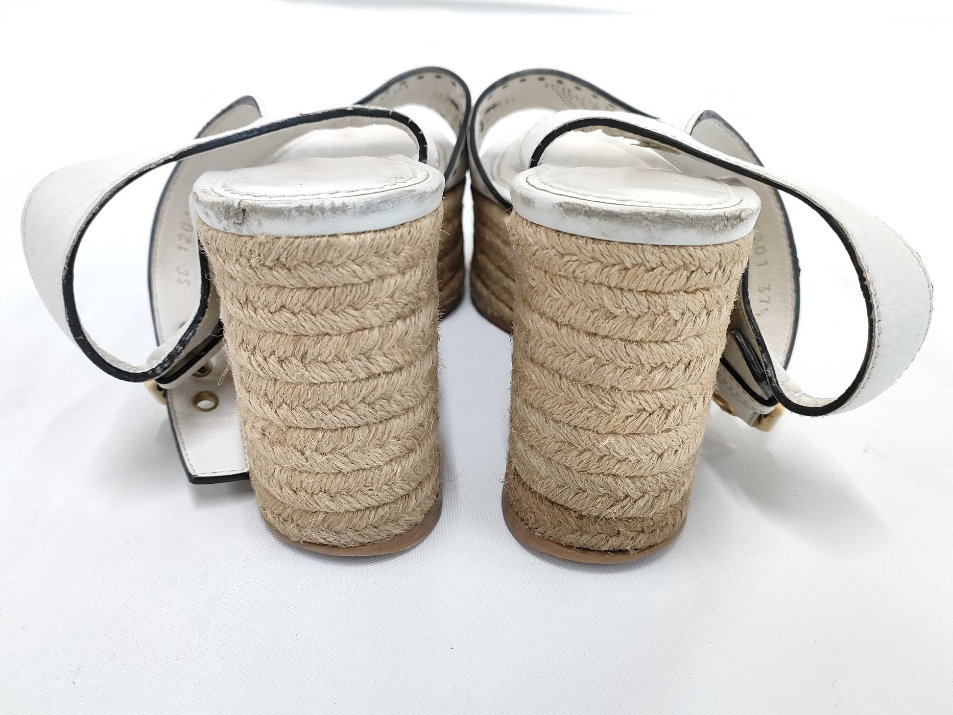 LOUIS VUITTON Horizon Leather Sandals SC1201 White Size 37 1/2 Sandals