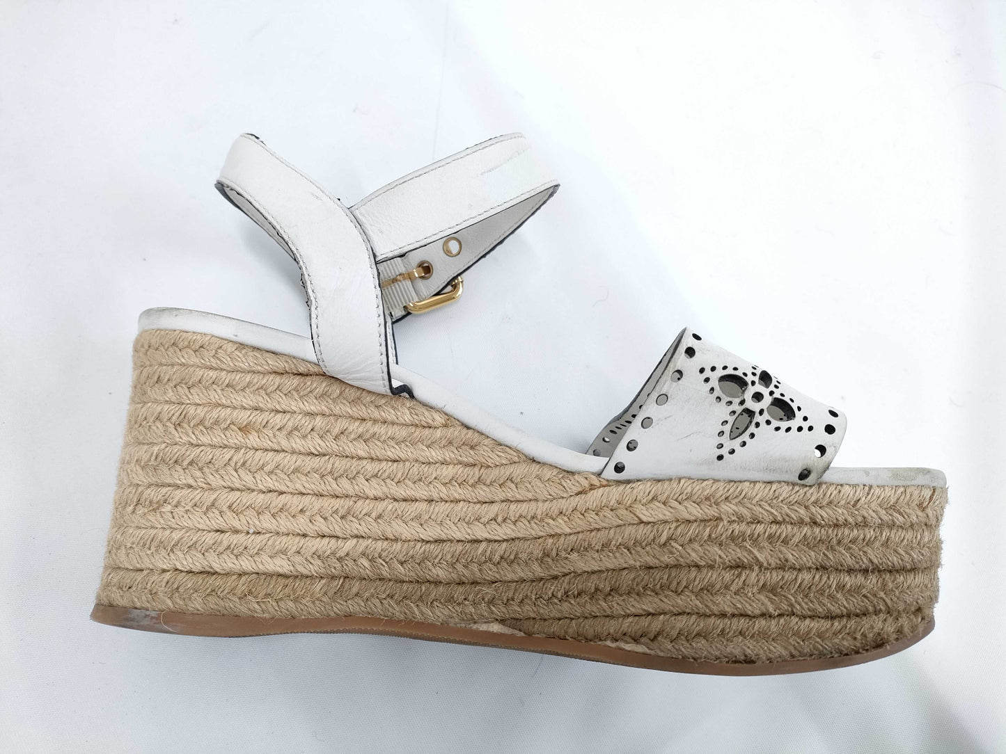LOUIS VUITTON Horizon Leather Sandals SC1201 White Size 37 1/2 Sandals