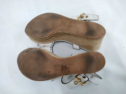 LOUIS VUITTON Horizon Leather Sandals SC1201 White Size 37 1/2 Sandals