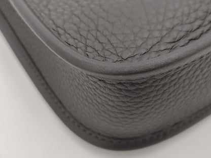 HERMES Evelyn TPM W Stamp Taurillon Clemence Leather Shoulder Bag with Short Strap Noir and Gold Hardware
