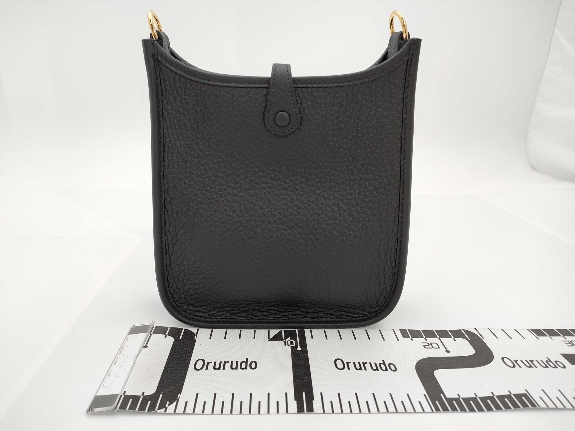 HERMES Evelyn TPM W Stamp Taurillon Clemence Leather Shoulder Bag with Short Strap Noir and Gold Hardware