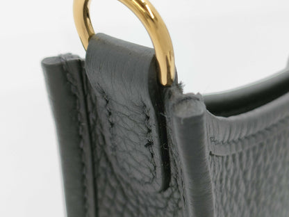 HERMES Evelyn TPM W Stamp Taurillon Clemence Leather Shoulder Bag with Short Strap Noir and Gold Hardware