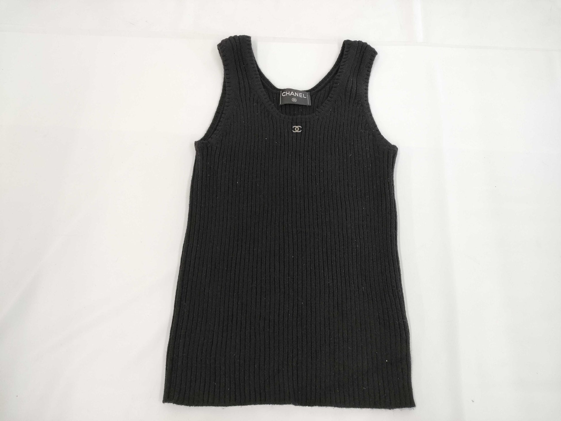 CHANEL Coco Mark One Point Knit Vest Top