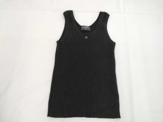 CHANEL Coco Mark One Point Knit Vest Top