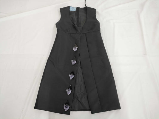 PRADA 2012 Silk Wool Dress, Sleeveless, Beaded, Black, Size 44