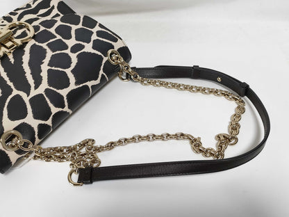 Salvatore Ferragamo Gancini Flap Leopard Print Chain Shoulder Bag