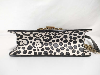 Salvatore Ferragamo Gancini Flap Leopard Print Chain Shoulder Bag