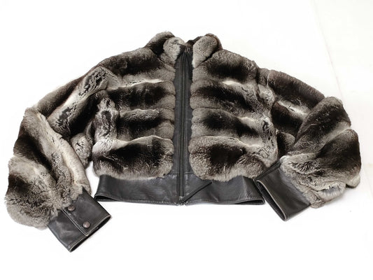 FENDI Fendi fur and leather zip-up cropped jacket