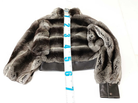 FENDI Fendi fur and leather zip-up cropped jacket