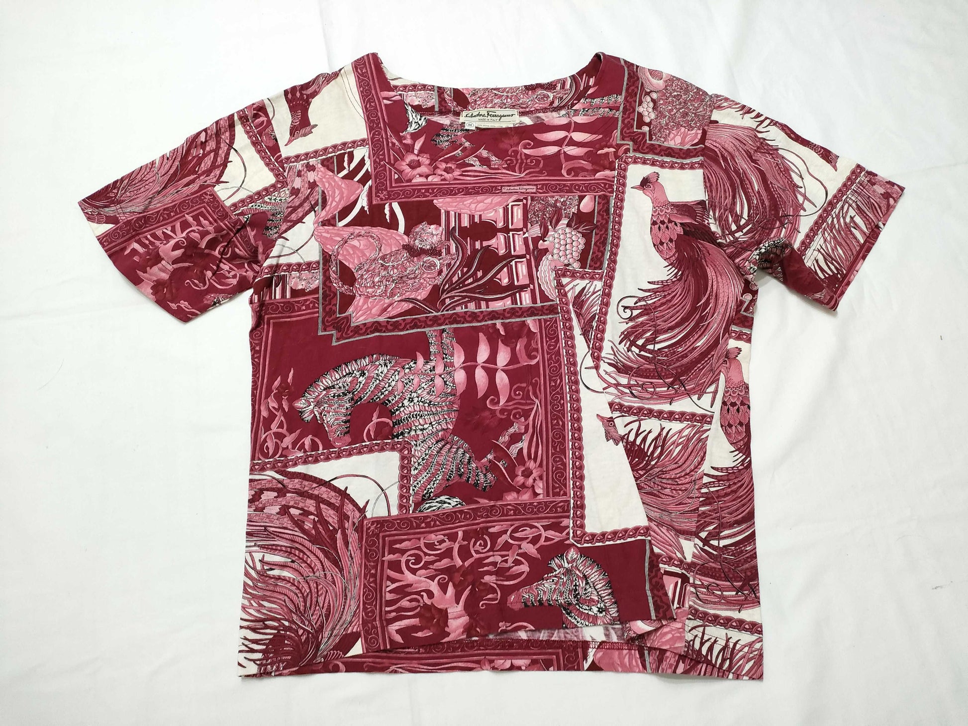 Salvatore Ferragamo Salvatore Ferragamo Short Sleeve T-Shirt, Animal Print, Women's, Size M, Pink