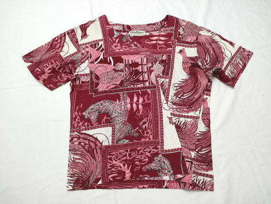 Salvatore Ferragamo Salvatore Ferragamo Short Sleeve T-Shirt, Animal Print, Women's, Size M, Pink
