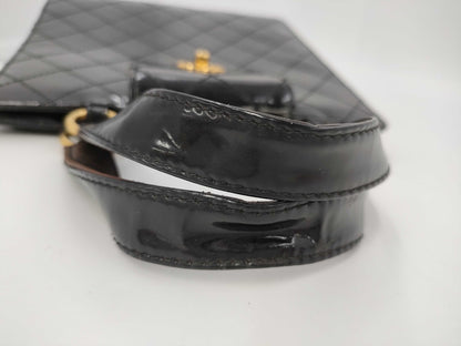 CHANEL Matelasse Patent Enamel Turnlock Handbag, Black, 4771404