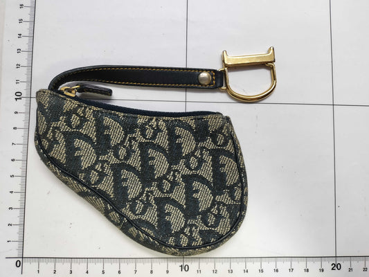 Dior Trotter Saddle Pouch in Navy Canvas.