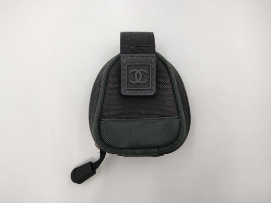 CHANEL Chanel Sport Pouch Coin Case Coco Mark Logo Nylon Black Khaki Pouch