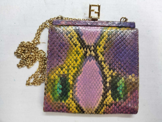 FENDI FENDI Python FF hardware chain shoulder bag coin purse