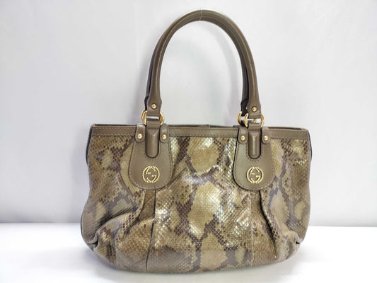 GUCCI GG GUCCI Python Tote Bag with GG Hardware 269953 Tote Bag