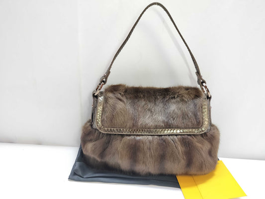 FENDI FENDI Python Fur Chef Bag Handbag