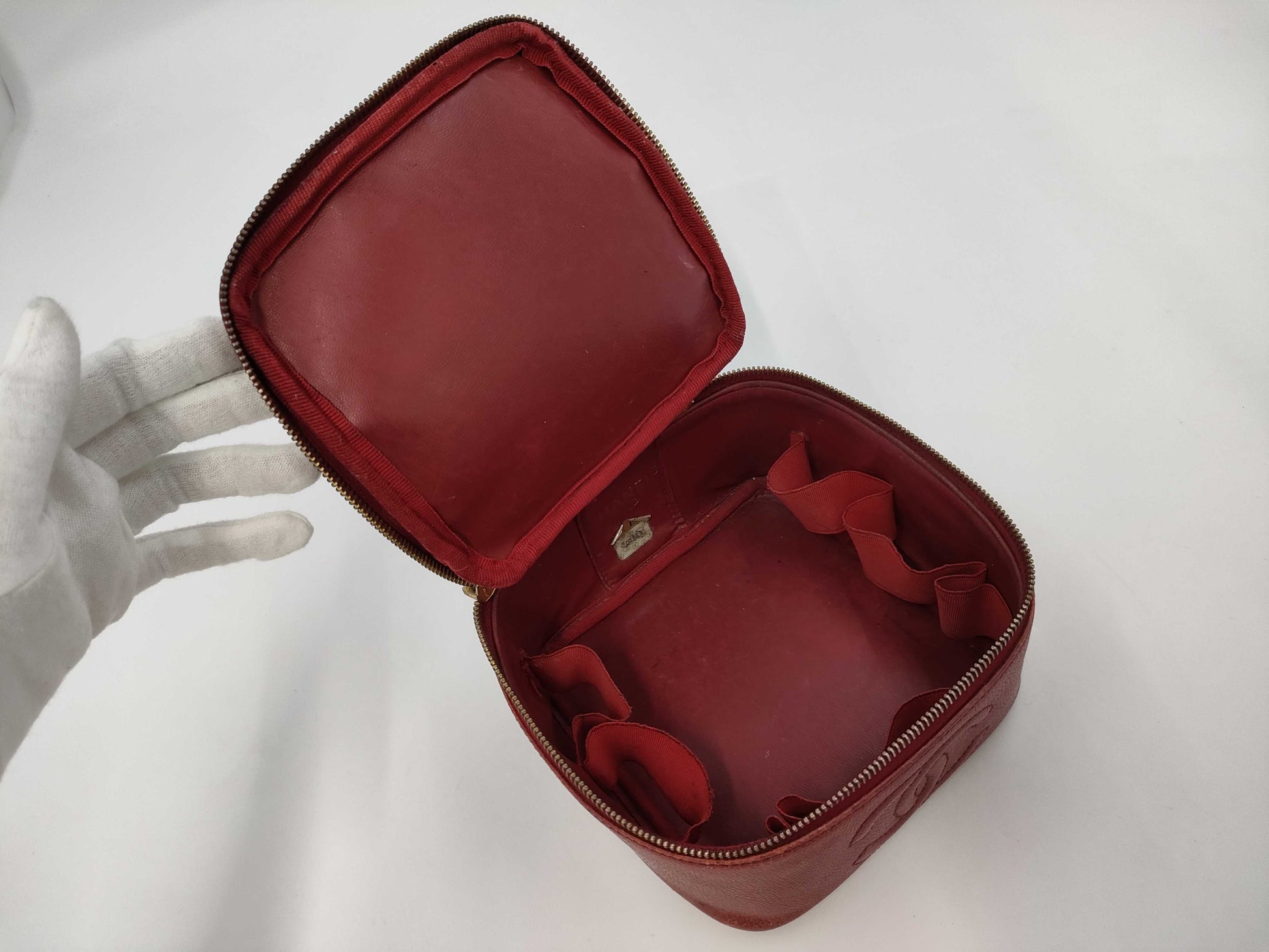CHANEL Caviar Skin Vanity Bag Red Handbag