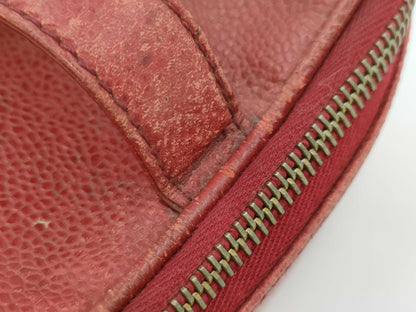 CHANEL Caviar Skin Vanity Bag Red Handbag