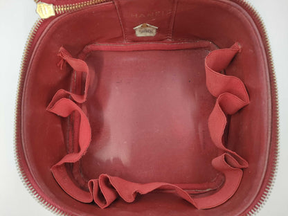 CHANEL Caviar Skin Vanity Bag Red Handbag