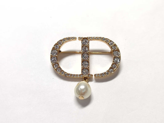 Dior CD Brooch, Faux Pearl and Rhinestone Brooch