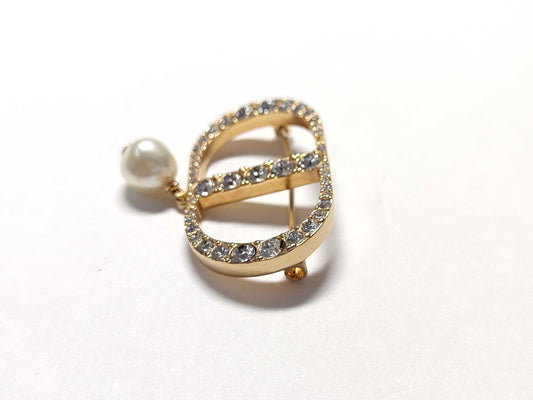 Dior CD Brooch, Faux Pearl and Rhinestone Brooch