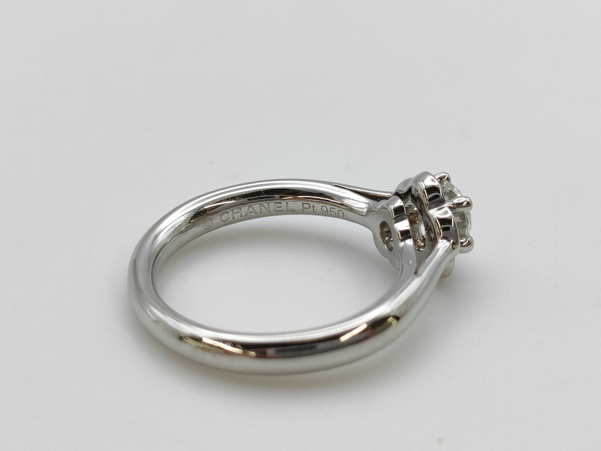 CHANEL Camellia #49 D0.41ct PT950 5.1g Ring 