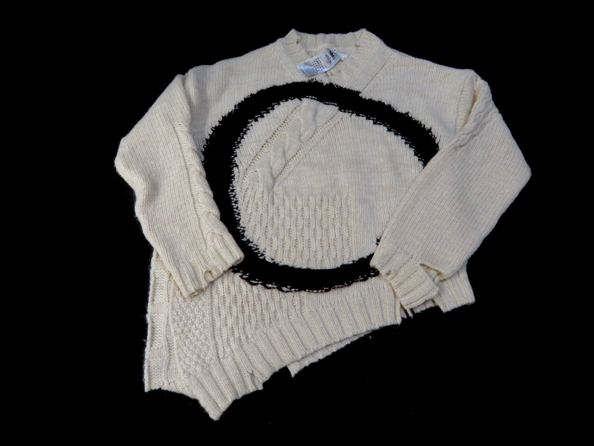 Maison Margiela Collection Model Distressed Knit Sweater Asymmetrical Top
