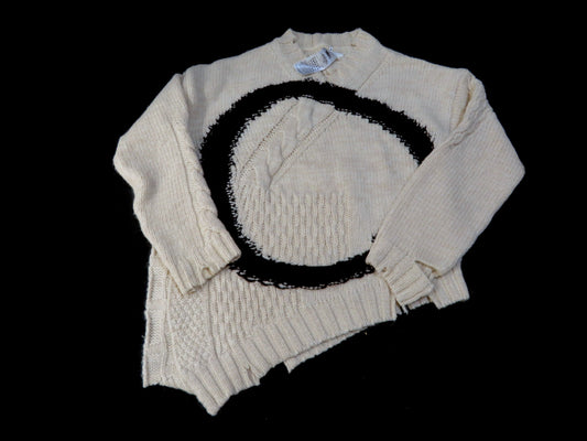 Maison Margiela Collection Model Distressed Knit Sweater Asymmetrical Top