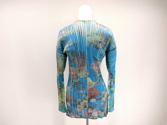 PLEATS PLEASE Floral Print Cardigan