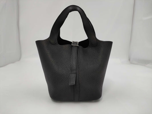 HERMES Picotin Lock PM Black with Silver Hardware, H Handbag